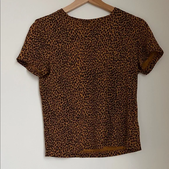 & Other Stories Brown Leopard Print Short Sleeve Top - Picture 1 of 2